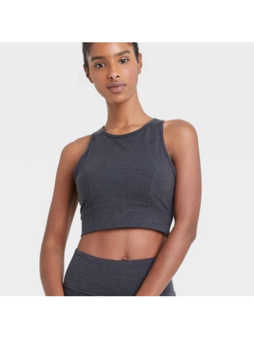 Small JoyLab Cozy Spacedye Longline Sports Bra charcoal grey